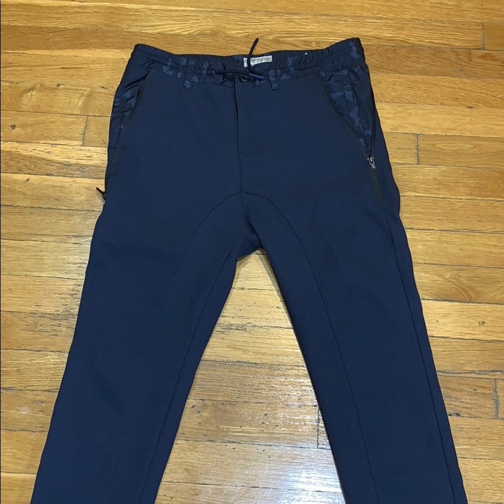 Zara Boys textured blue zip camo joggers